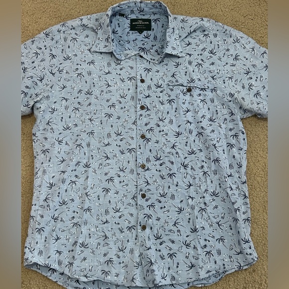 RODD & GUNN Shirt Mens Large Sport Fit Blue Tropical Print Italy Woven Button Up - Picture 8 of 8